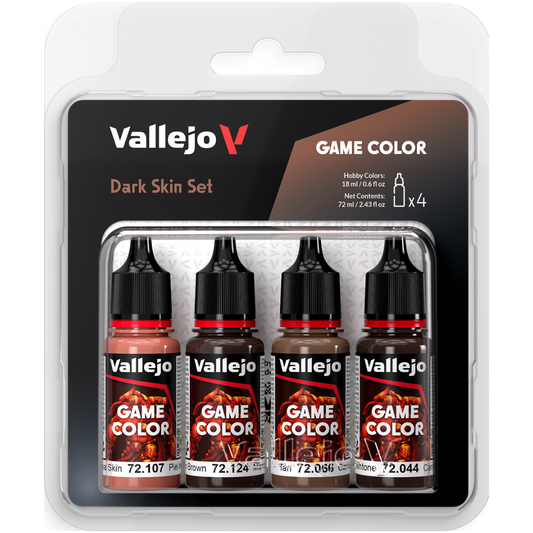 Vallejo Game Color Dark Skin Set of 4 acrylic paints for miniature painting and character skin tones