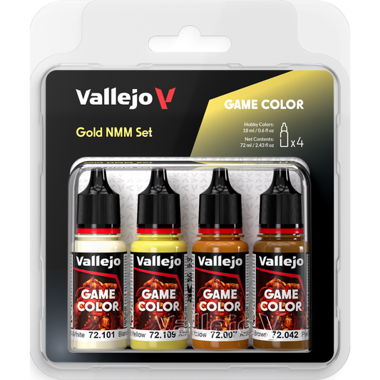 Vallejo Game Color Gold NMM Set of 4 acrylic paints for non metallic metal miniature painting