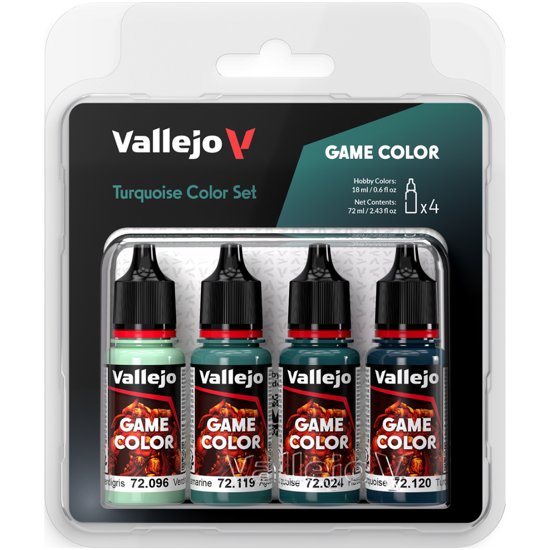 Vallejo Game Color Turquoise Color Set of 4 acrylic paints for miniature painting and scale models