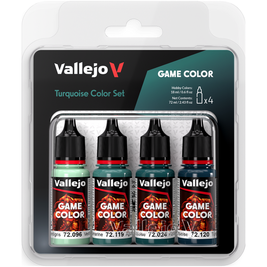 Vallejo Game Color Turquoise Color Set of 4 acrylic paints for miniature painting and scale models