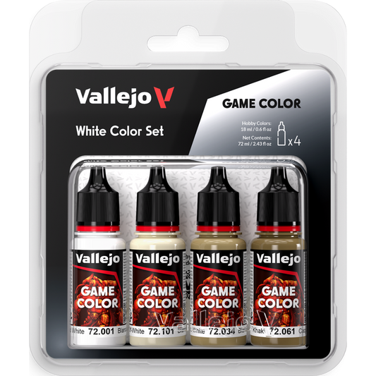 Vallejo Game Color White Color Set of 4 acrylic paints for miniature painting and scale models