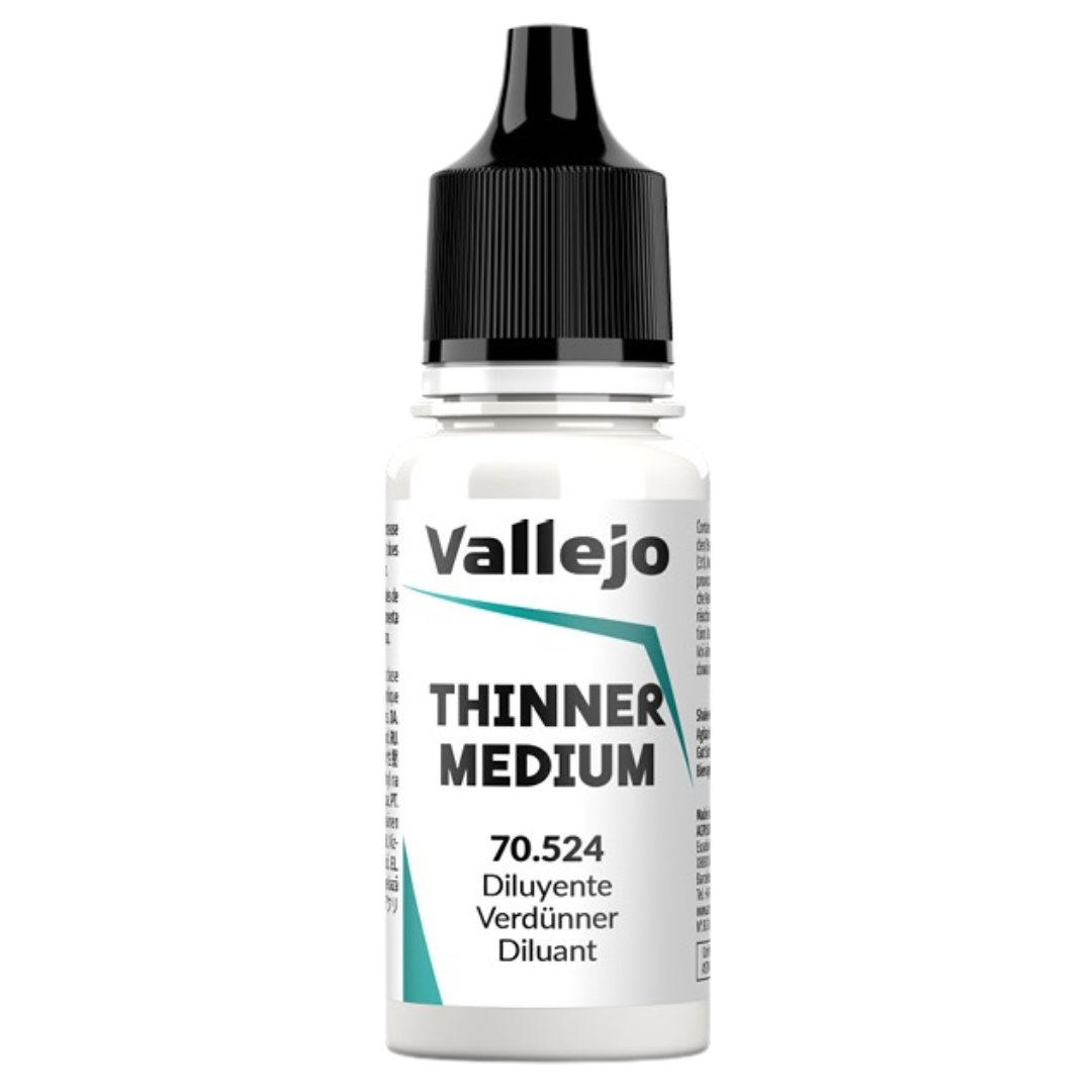 Vallejo Auxiliary Thinner Medium 18ml acrylic paint thinner bottle for miniature painting