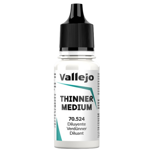 Vallejo Auxiliary Thinner Medium 18ml acrylic paint thinner bottle for miniature painting
