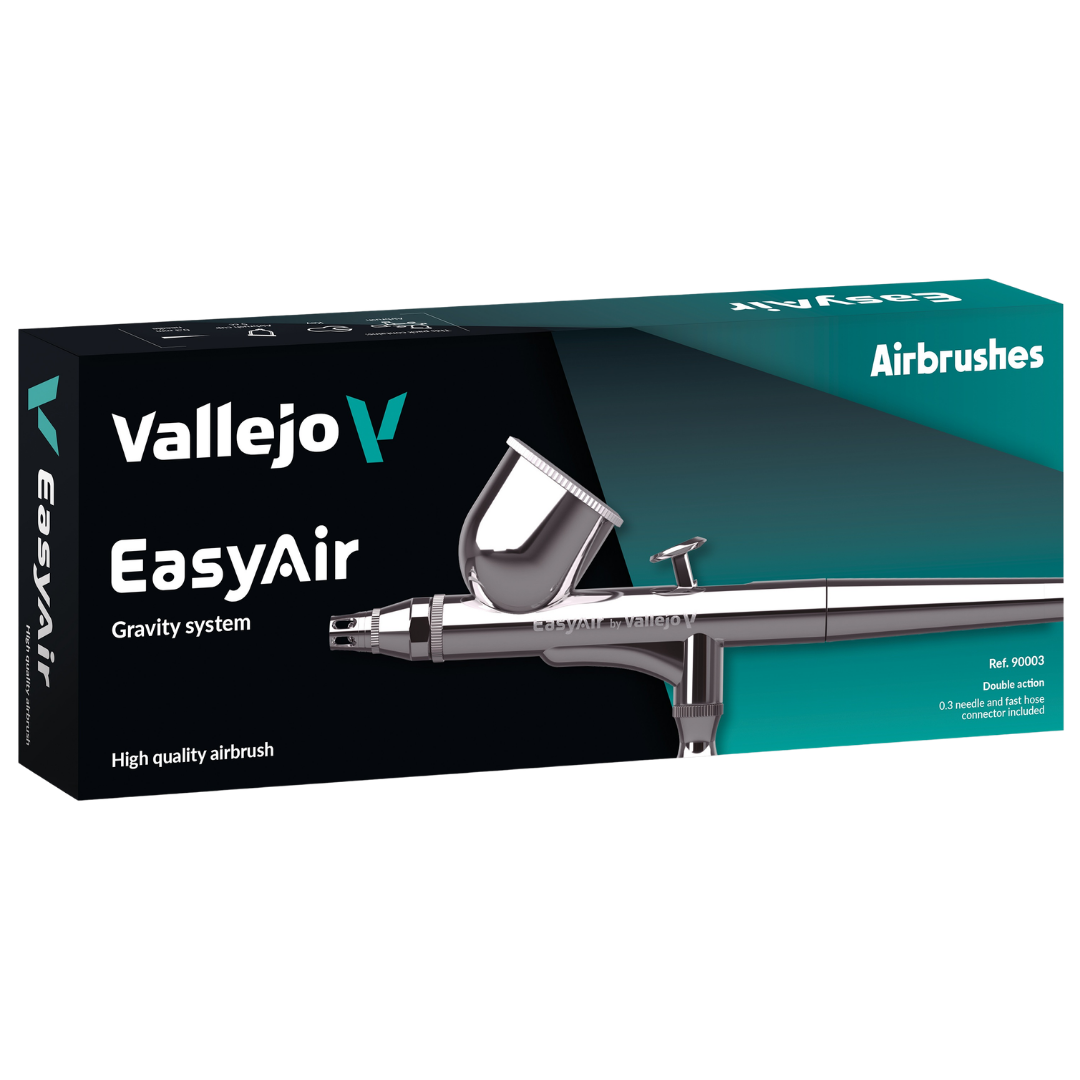 Vallejo Easyair starter airbrush with gravity feed cup and 0.3 mm nozzle for miniature painting and hobby use