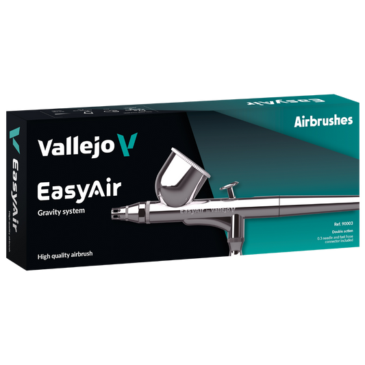 Vallejo Easyair starter airbrush with gravity feed cup and 0.3 mm nozzle for miniature painting and hobby use