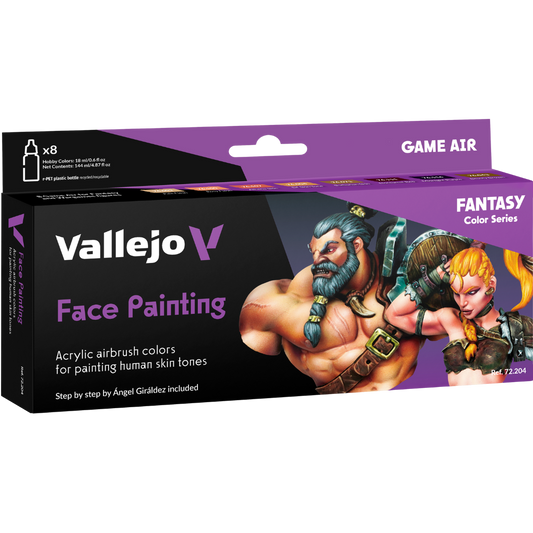 Vallejo Fantasy Color Series Face Painting Set of 8 acrylic paints for miniatures box art