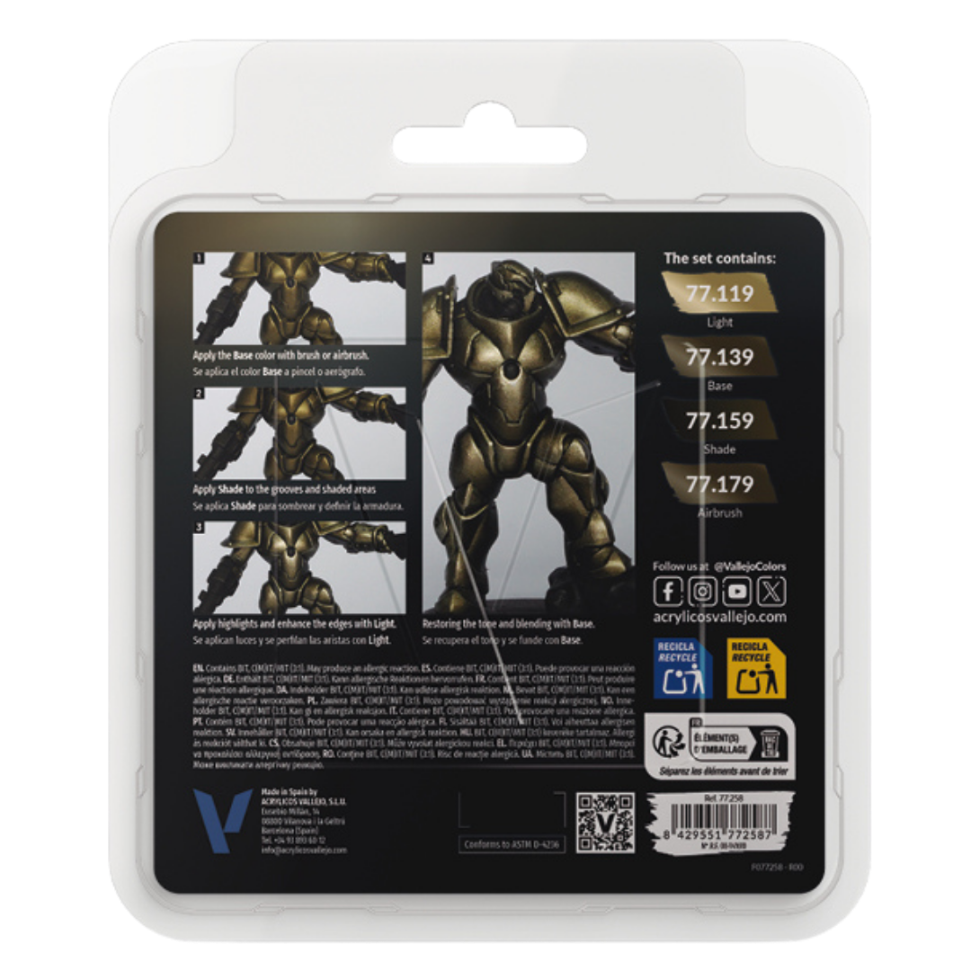 Vallejo True Metallic Metal Aged Metal paint set of four for miniature and model painting