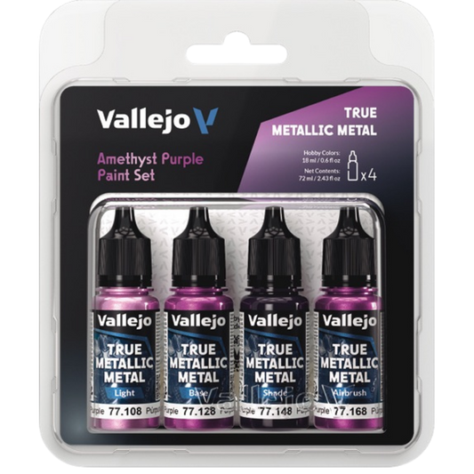 Vallejo True Metallic Metal Amethyst Purple paint set of four for miniature and model painting