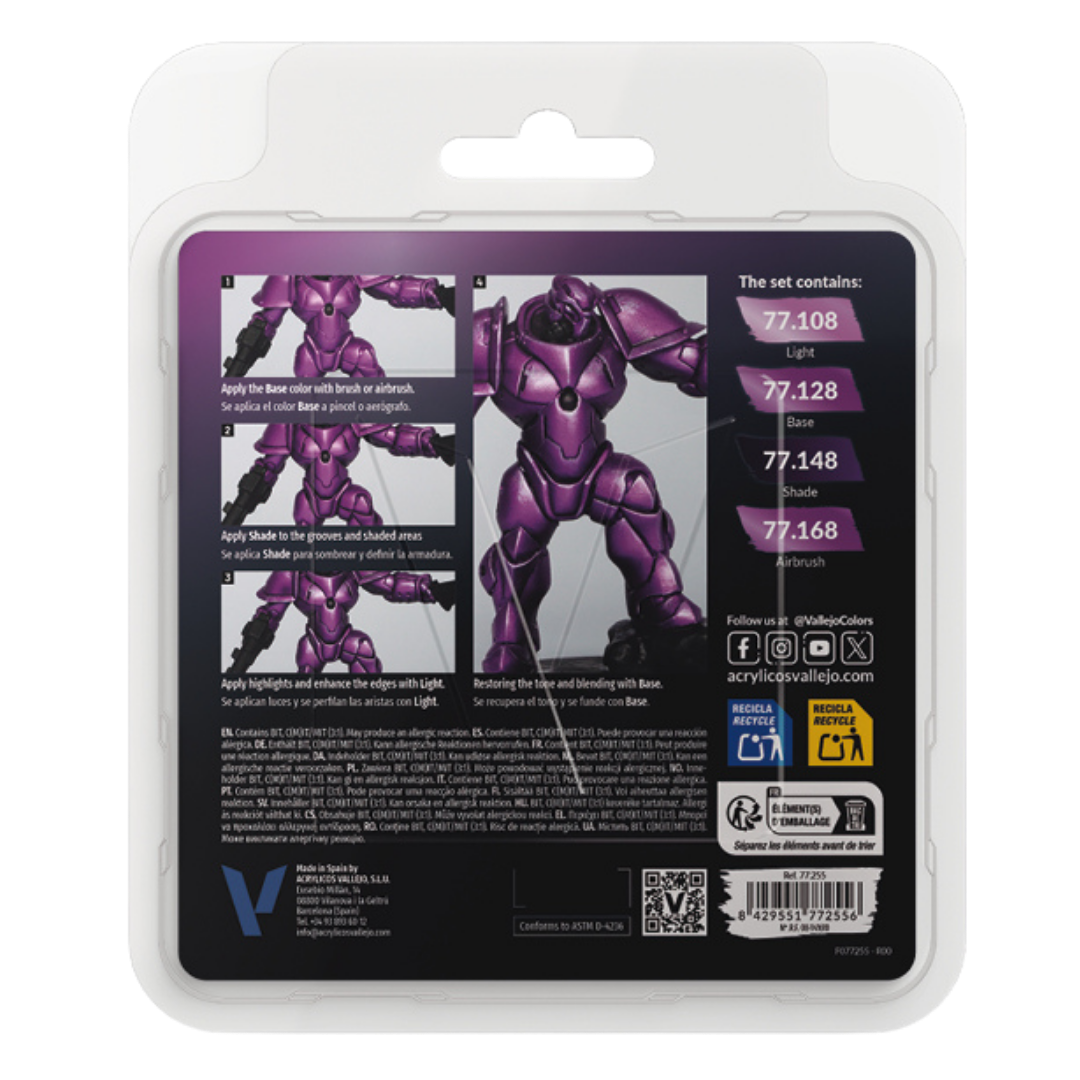 Vallejo True Metallic Metal Amethyst Purple paint set of four for miniature and model painting