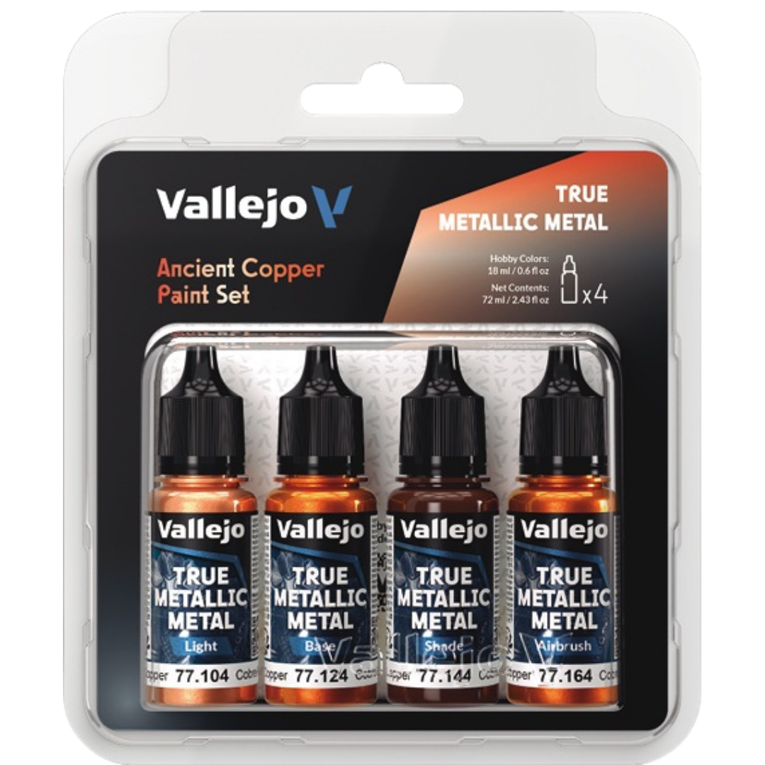 Vallejo True Metallic Metal Ancient Copper paint set of four for miniature and model painting
