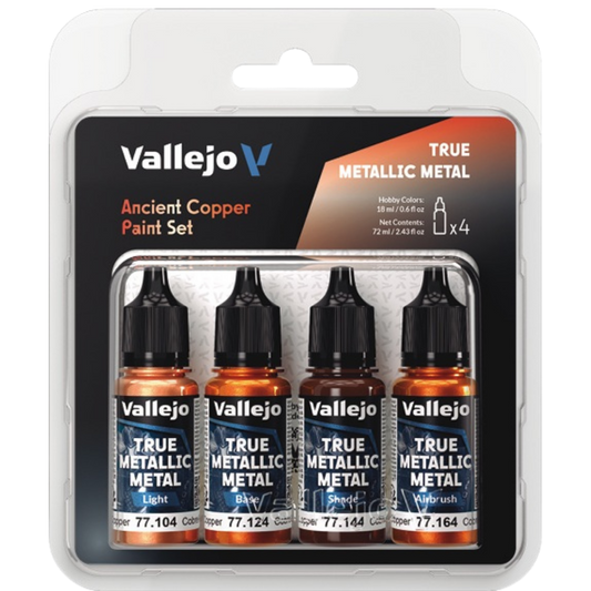 Vallejo True Metallic Metal Ancient Copper paint set of four for miniature and model painting
