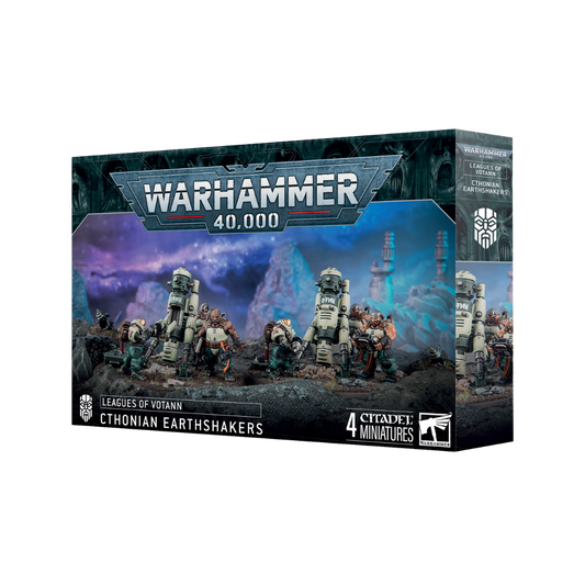 Cthonian Earthshakers kit with mole mortars, Kin crew teams, and drilling units for Leagues of Votann