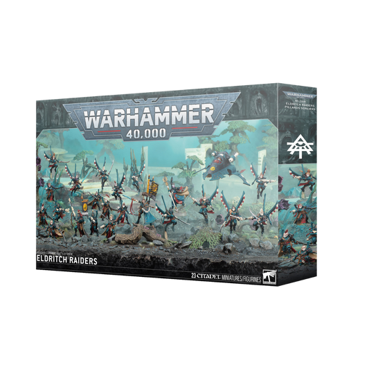 Warhammer 40,000 Aeldari Eldritch Raiders Battleforce box with Prince Yriel and Corsair miniatures