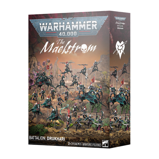 Warhammer 40,000 Maelstrom Battalion Drukhari box with Succubus Venoms Reavers Hellions and Wyches