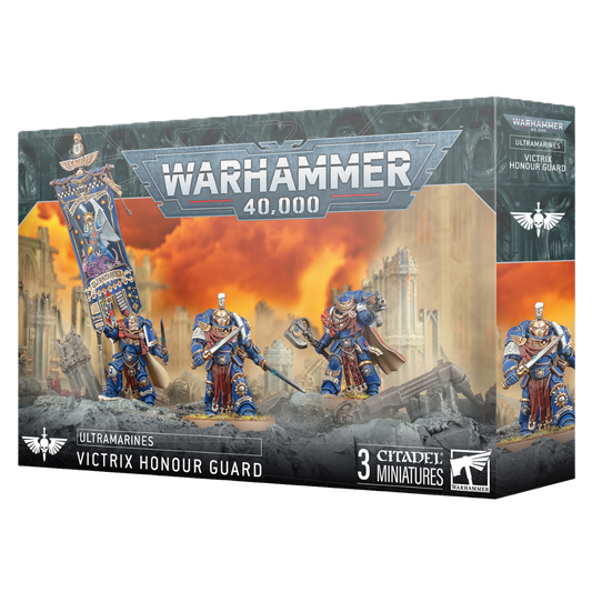 Warhammer 40,000 Ultramarines Victrix Honour Guard box art and painted miniatures
