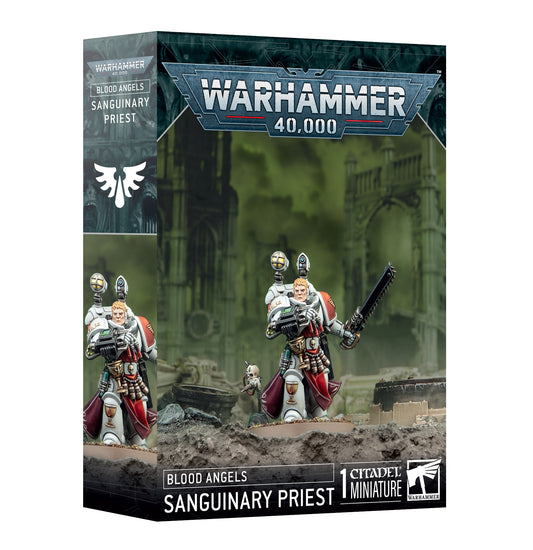 Sanguinary Priest multipart plastic kit, with components to assemble a model ready to heal and fight.
