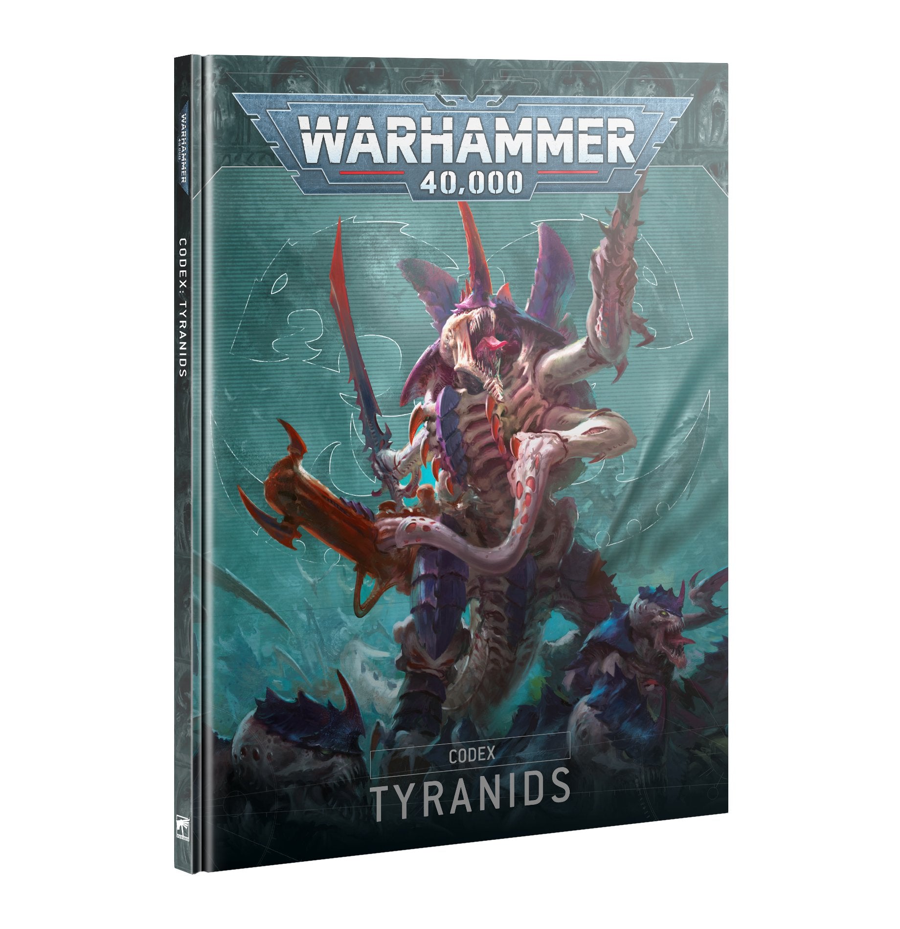 Warhammer 40,000 Codex: Tyranids hardcover book, showcasing the terrifying alien species with artwork, rules, and painting guides.