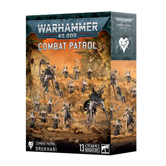 Warhammer 40k Drukhari Combat Patrol box with Talos, Cronos, Haemonculus, and Wracks miniatures