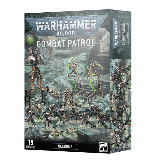 Combat Patrol: Necrons set featuring an Overlord, Skorpekh Destroyers, Necron Warriors, Canoptek Scarab Swarms, and a Canoptek Doomstalker.