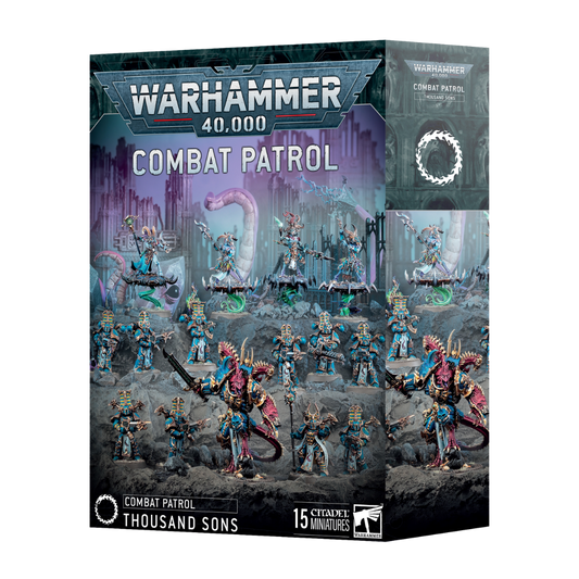 Warhammer 40K Combat Patrol Thousand Sons box set, Chaos Space Marines army starter with Rubric Marines, Tzaangors, and a Sorcerer for Warhammer 40,000.