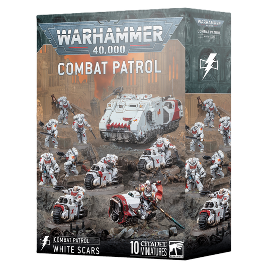 Warhammer 40k Combat Patrol White Scars box art with Suboden Khan and Outriders