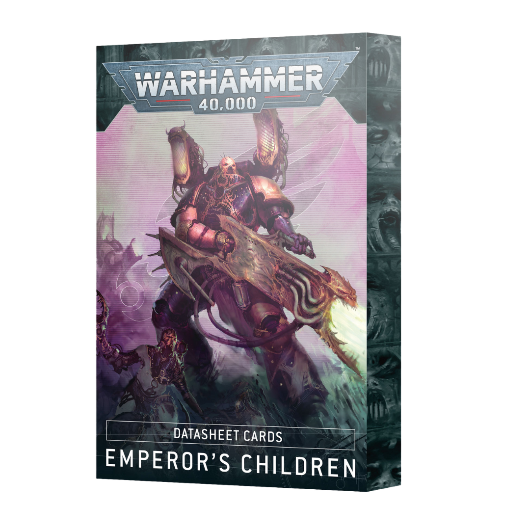 Warhammer 40k Emperor’s Children Datasheet Cards pack featuring unit rules, stats, and quick-reference cards for tabletop gameplay.