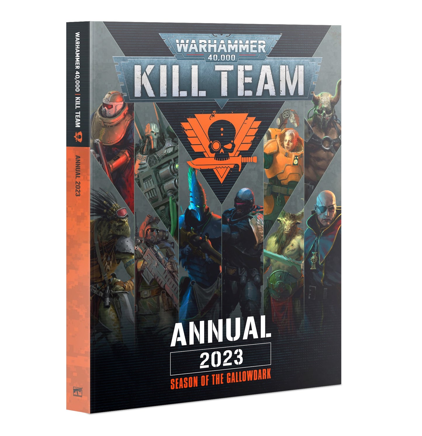Kill Team: Annual 2023 – Season of Gallowdark softcover book featuring rules for 10 kill teams, 45 missions, and campaign play in Warhammer 40,000.