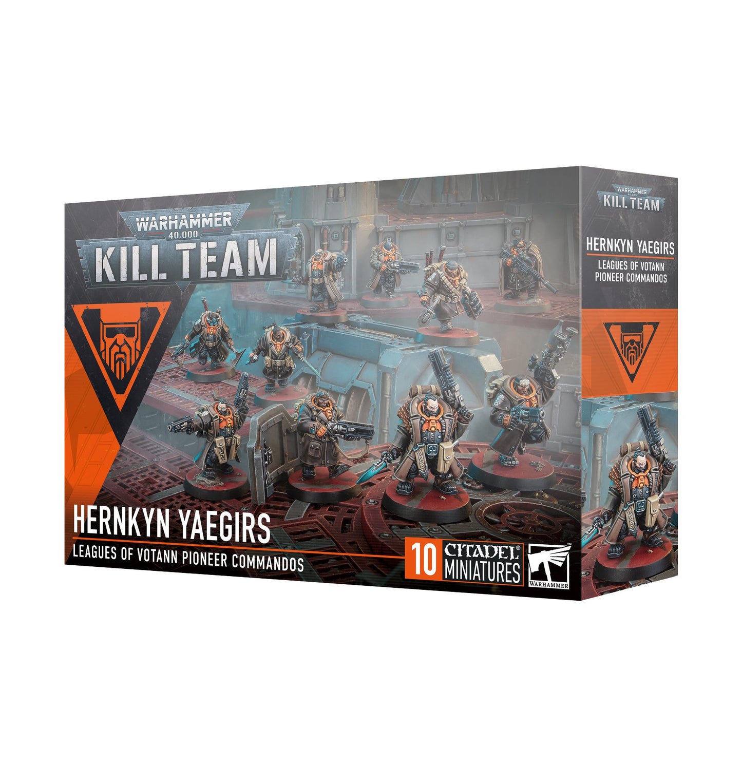 Warhammer 40,000 Hernkyn Yaegirs multipart plastic kit with 10 miniatures, accessories, and tokens.