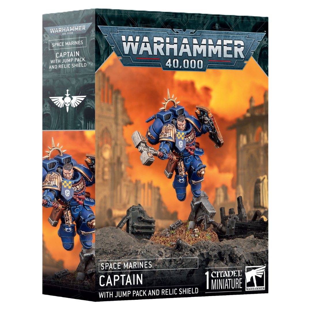 Warhammer 40k Space Marines Captain with Jump Pack and Relic Shield box art