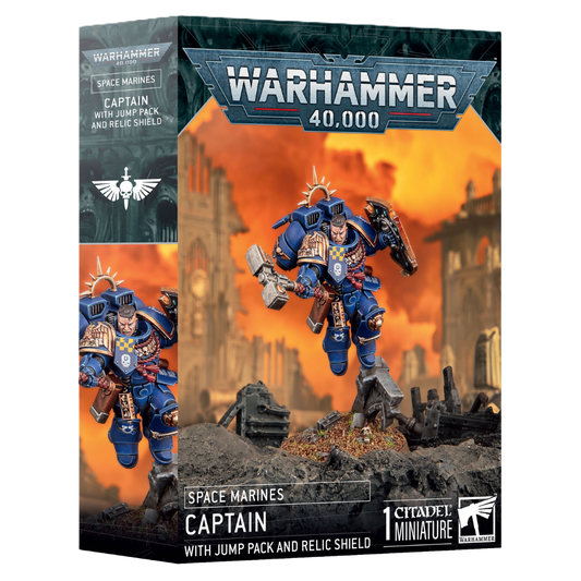 Warhammer 40k Space Marines Captain with Jump Pack and Relic Shield box art