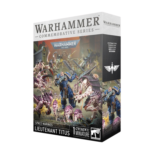 Warhammer 40k Space Marines Commemorative Series Lieutenant Titus Ultramarines miniature model detailed plastic kit official Games Workshop exclusive.