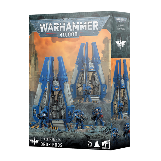 New Space Marine Drop Pods plastic kit with open doors and impact debris