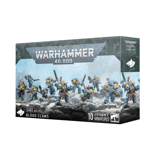 Space Wolves Blood Claws 10‑model plastic kit with weapon and accessory options