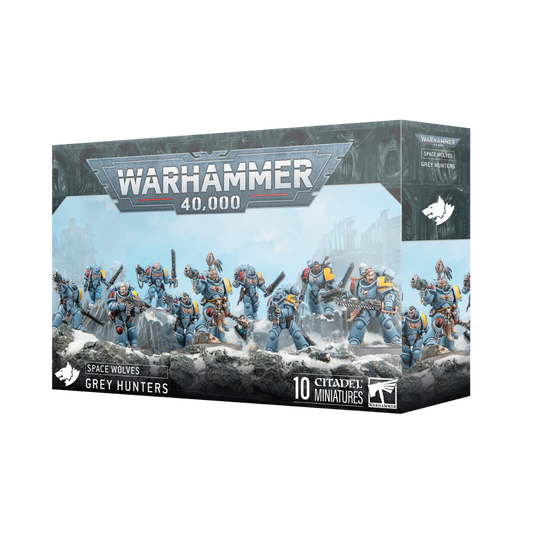 Warhammer 40k Space Wolves Grey Hunters new plastic kit with boltguns and themed accessories