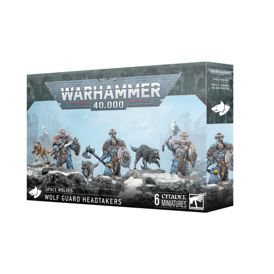 Space Wolves Wolf Guard Headtakers kit: 3 models, 3 wolves, 65 parts, decal sheet