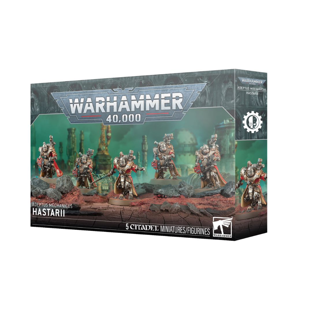 Warhammer 40k Adeptus Mechanicus Hastarii Skitarii heavy infantry models