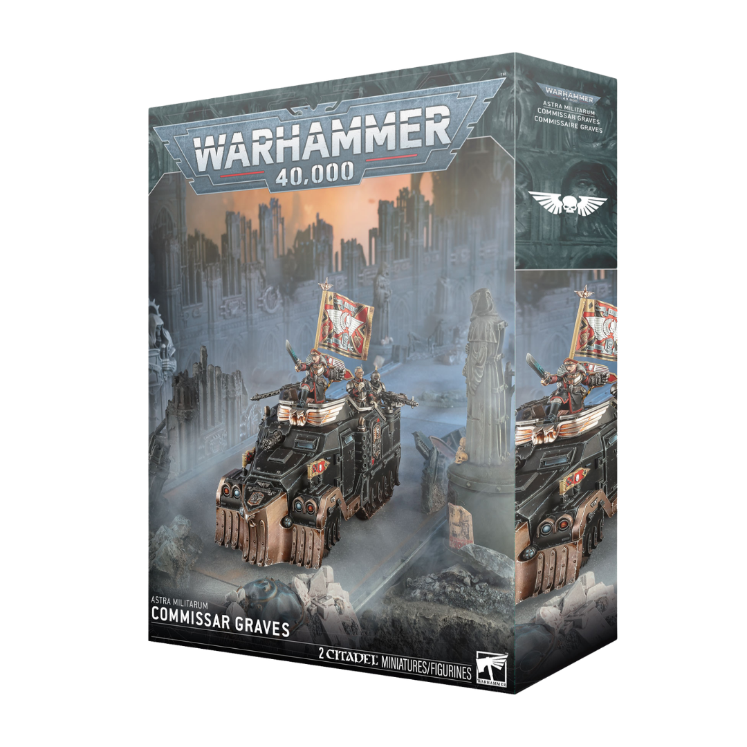 Warhammer 40k Commissar Graves Astra Militarum Centaur RSV Vigilance miniature and on foot model