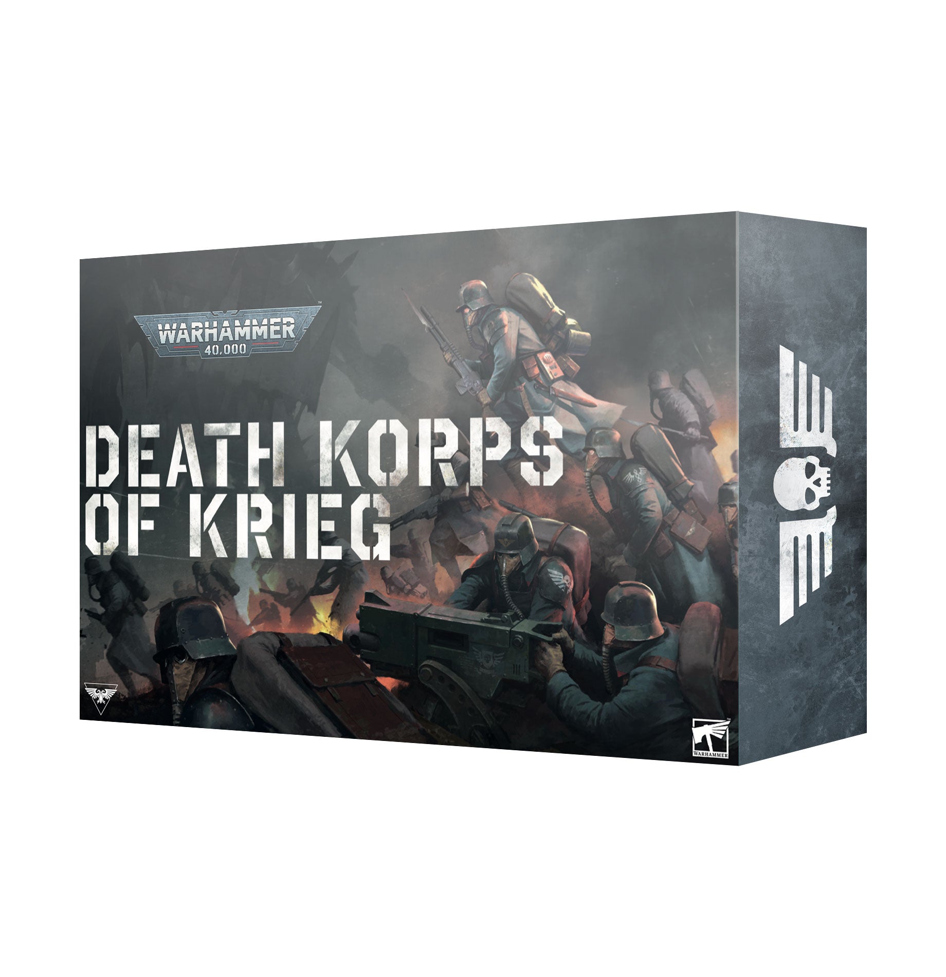 Warhammer 40k Astra Militarum Death Korps of Krieg Army Set featuring detailed miniatures, limited-edition codex, and datacards for tabletop gaming.






