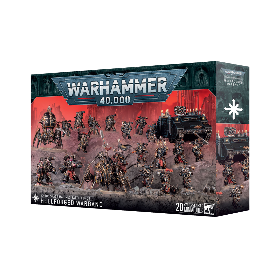 Box art of the Warhammer 40k Chaos Space Marines Hellforged Warband Battleforce