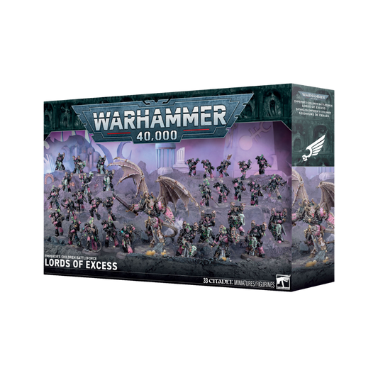 Warhammer 40k Emperor's Children Lords of Excess Battleforce box with Daemon Prince, Infractors, and Noise Marines