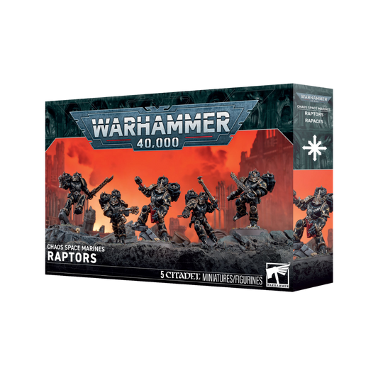 Warhammer 40k Chaos Space Marines Raptors box containing 5 multipart Citadel miniatures.
