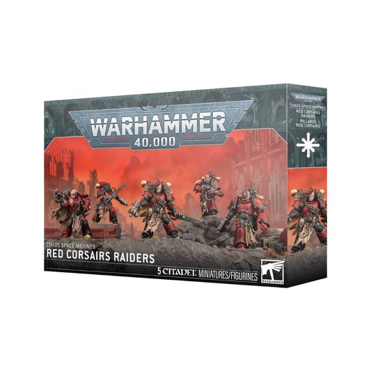Warhammer 40,000 Chaos Space Marines Red Corsairs Raiders Citadel miniature squad box featuring customizable pirate themed marines