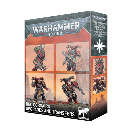 Warhammer 40,000 Chaos Space Marines Red Corsairs Upgrades and Transfers box with conversion parts and waterslide transfer sheet
