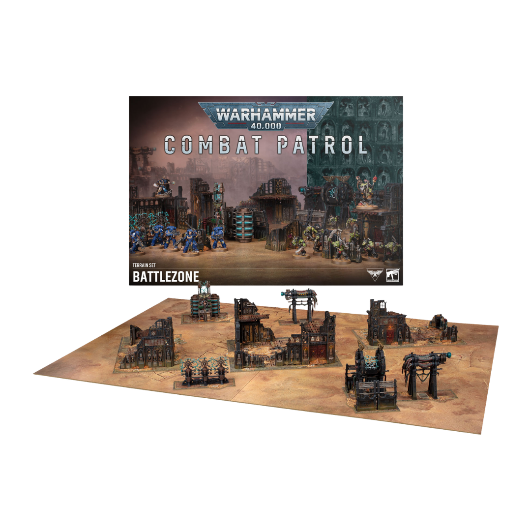 Warhammer 40k Combat Patrol Battlezone terrain set with 15 scenery pieces and double-sided game board