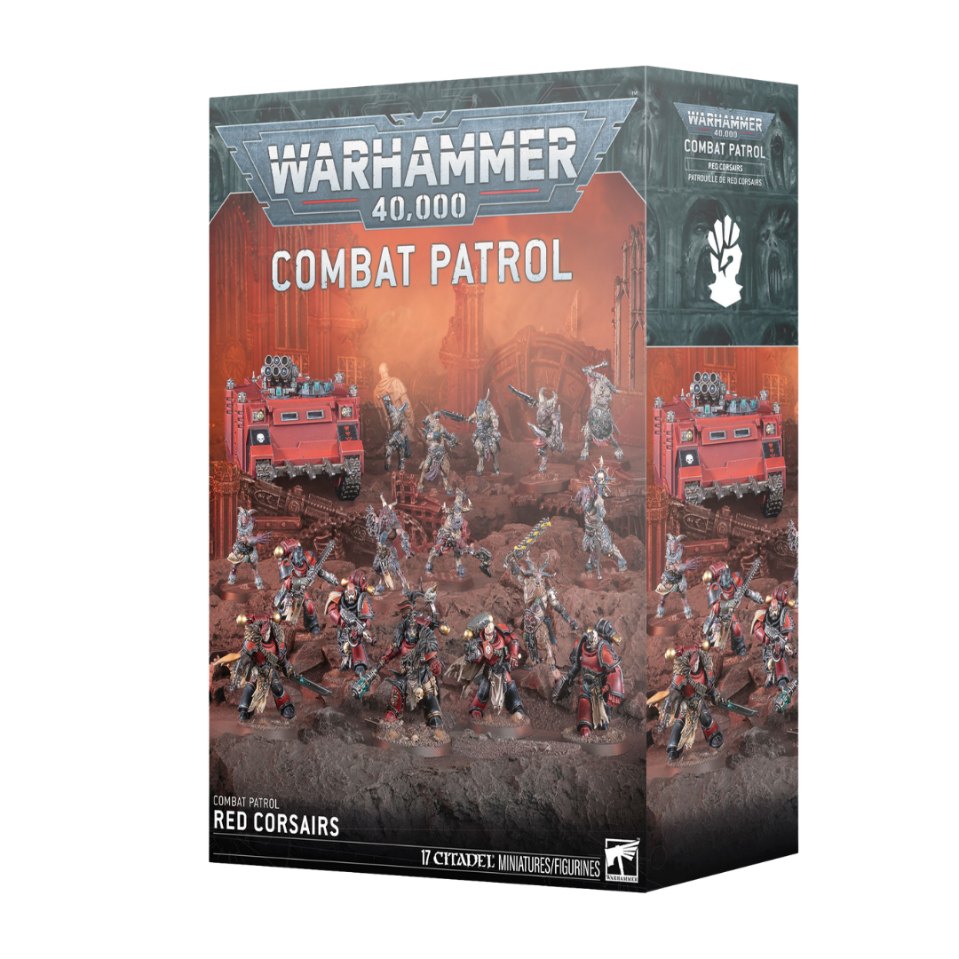 Warhammer 40k Combat Patrol Red Corsairs box set with Chaos Rhino, Reave Captain, Raiders, and Fellgor Ravagers miniatures