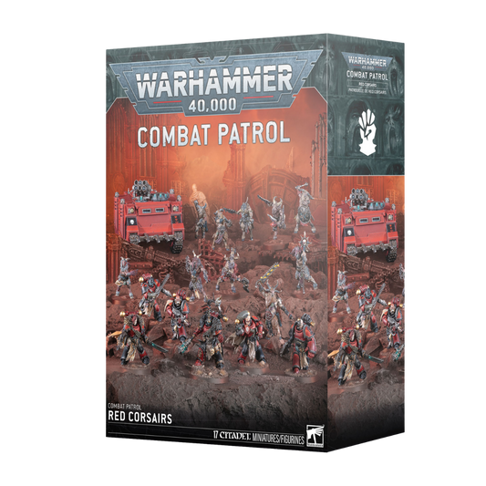 Warhammer 40k Combat Patrol Red Corsairs box set with Chaos Rhino, Reave Captain, Raiders, and Fellgor Ravagers miniatures