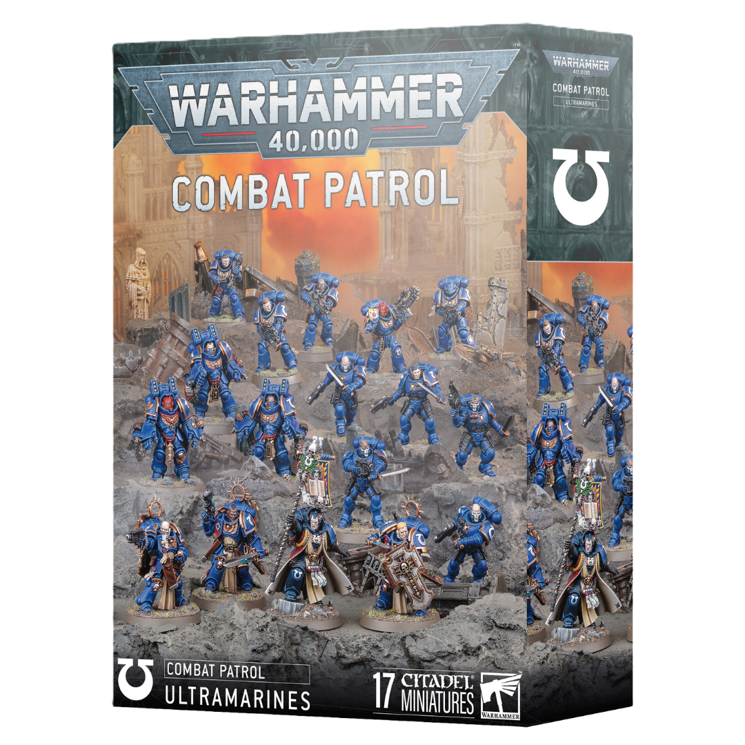 Warhammer 40k Ultramarines Combat Patrol box with Tigurius, Intercessors, Reivers, Bladeguard Veterans, and Aggressors