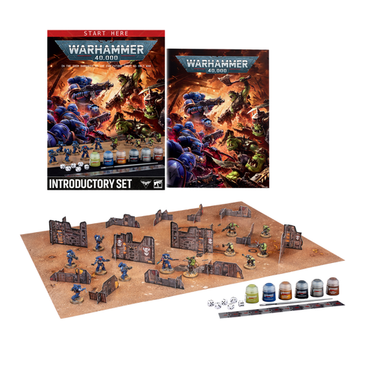 Warhammer 40k Introductory Set 11th Edition with Space Marines, Orks, paints, terrain and starter gaming accessories