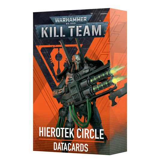Warhammer 40k Kill Team Datacards Hierotek Circle featuring faction rules, equipment, operative profiles, and tactical ploys for Necron Kill Teams.