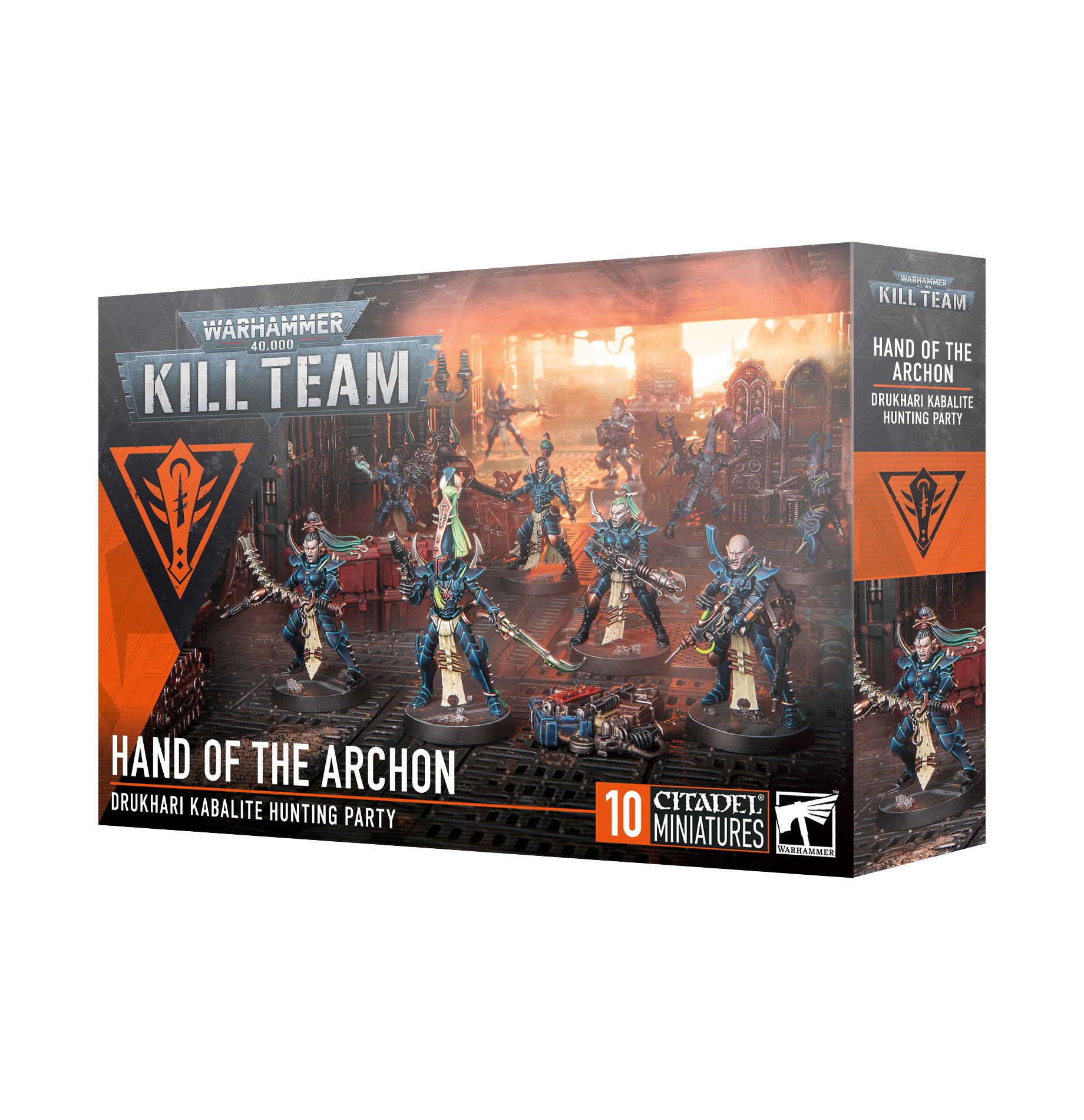 Warhammer 40k Kill Team Drukhari Hand of the Archon - Kabalite Warriors specialists like Skysplinter Assassin and Crimson Duellist, elite forces for Drukhari battles.